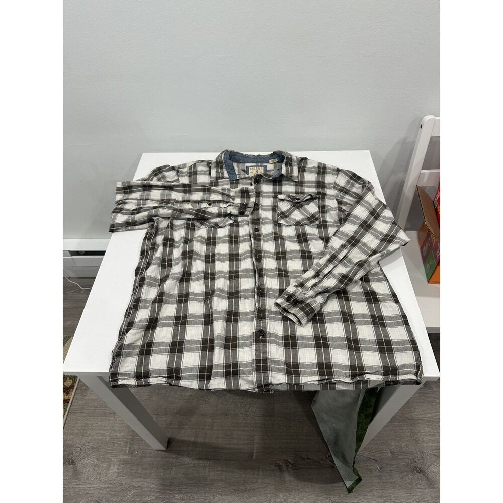 RedHead Brand Co Men’s XL Tall Plaid Flannel Button Down Shirt Brown Gray